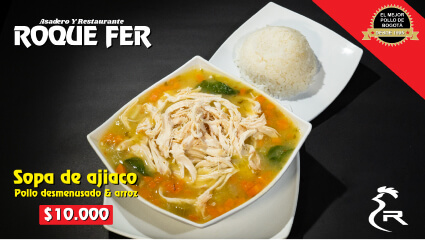 Sopa de ajiaco con pollo desmechado